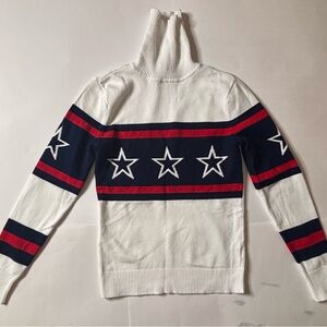 ANTONIO MELANI White and Navy Star Pattern Turtleneck Sweater